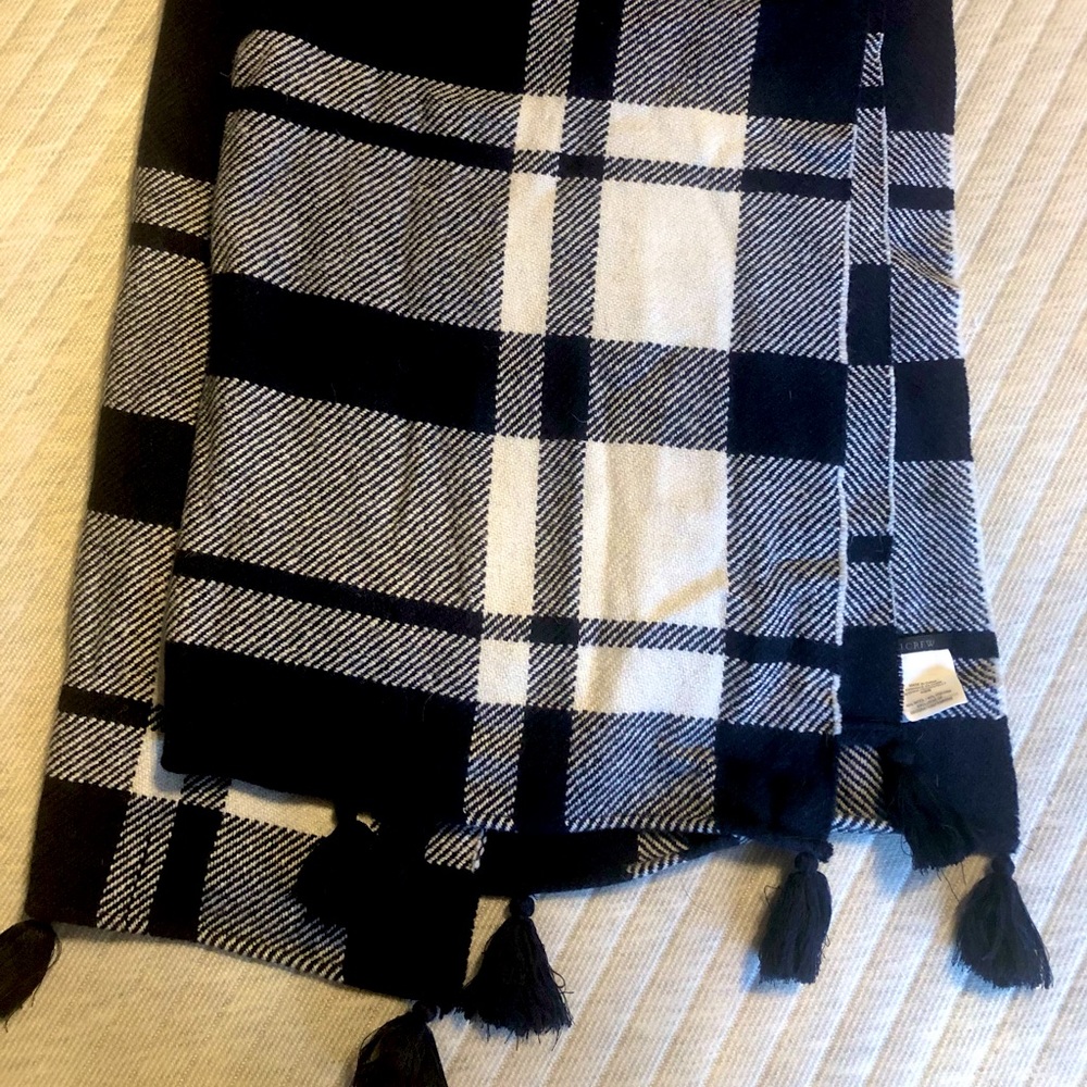 J.Crew Navy Plaid Blanket Scarf